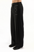 RIVET PLEATED WOOL PANTS