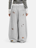 Embroidered Dog Barrel Sweatpants