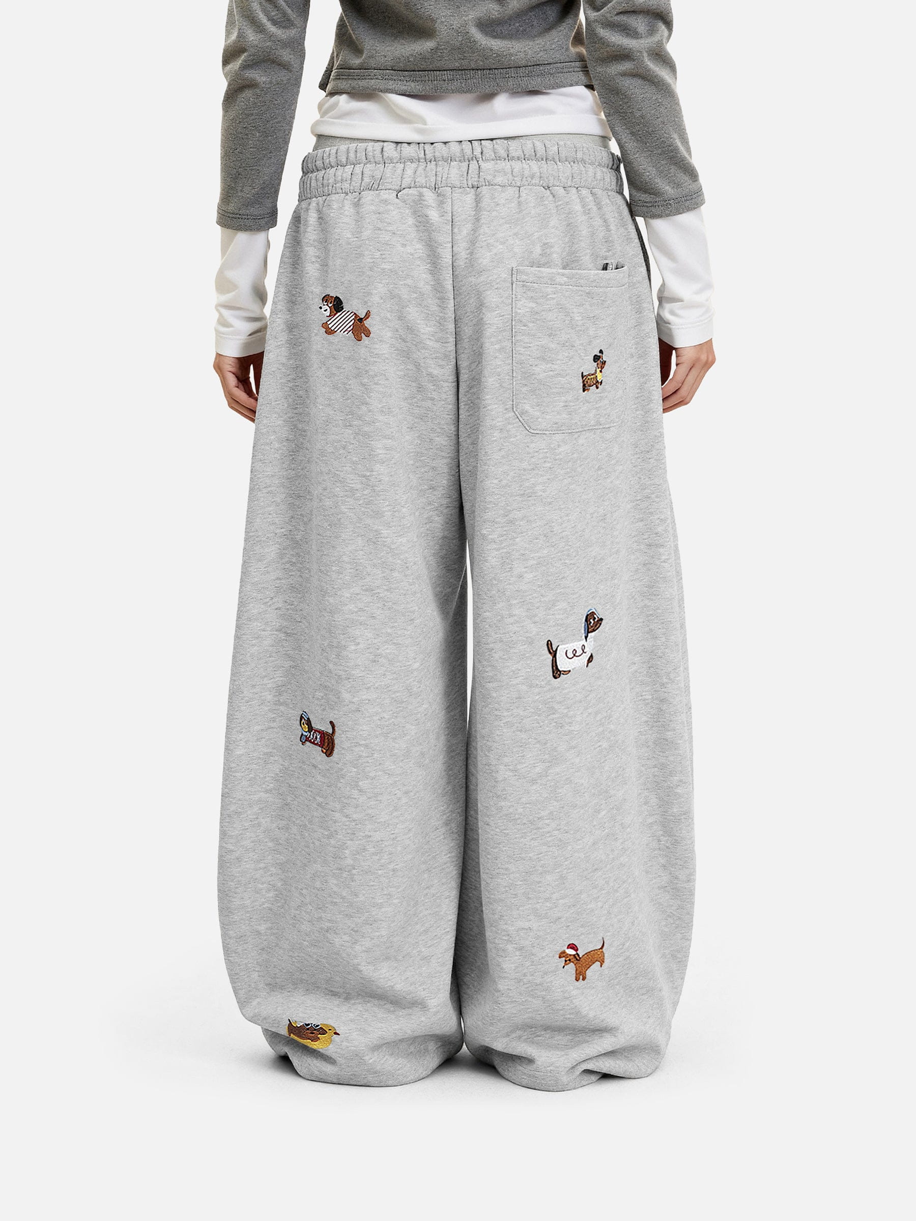 Embroidered Dog Barrel Sweatpants