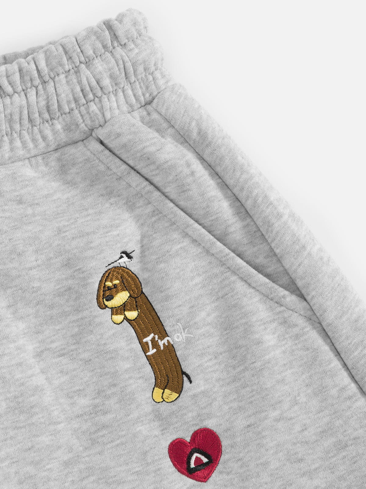 Embroidered Dog Barrel Sweatpants